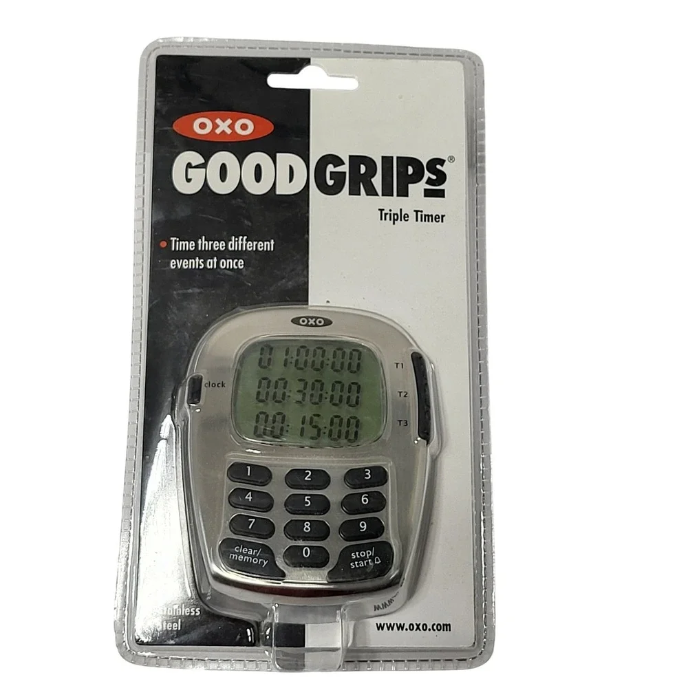 OXO Good Grips Triple Timer Stainless Steel Digital 3 Event Kitchen Timer
